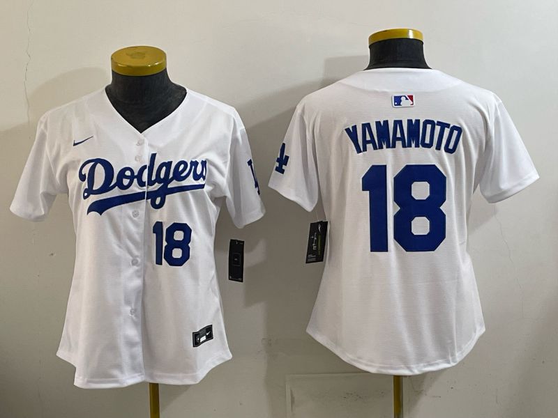 Women 2026 Nike Los Angeles Dodgers #18 Yamamoto White Game MLB Jersey 012->women mlb jersey->Women Jersey